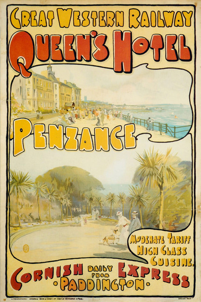 Great Western Railway Penzance Paddington Station London Vintage Travel Cool Wall Decor Art Print Poster 12x18