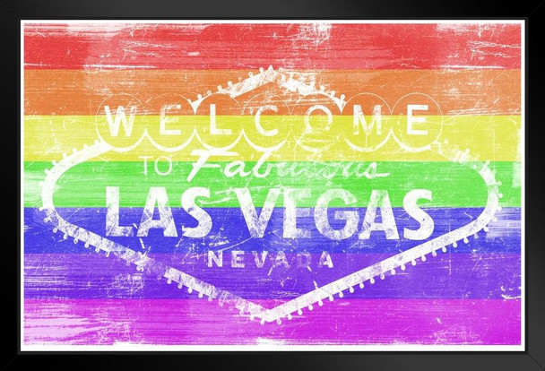 Welcome to Fabulous Las Vegas Gay Pride LGBT Rainbow Art Print Stand or Hang Wood Frame Display Poster Print 13x9