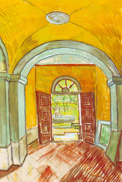 Vincent Van Gogh The Entrance Hall of Saint Paul Hospital Van Gogh Wall Art Impressionist Portrait Painting Style Fine Art Home Decor Realism Romantic Artwork Stretched Canvas Art Wall Decor 16x24