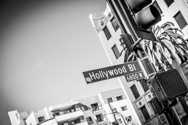 Hollywood Boulevard Sign Black and White B&W Photo Photograph Cool Wall Decor Art Print Poster 18x12