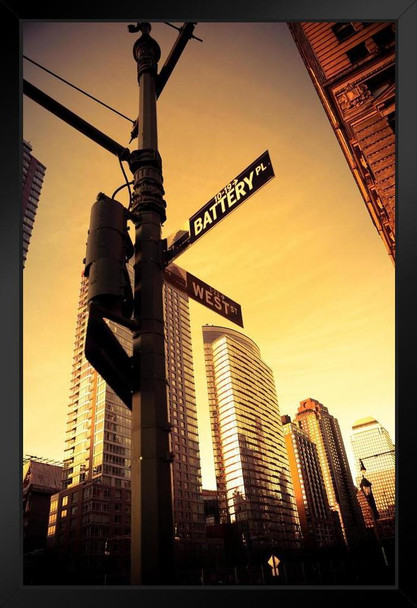 Battery Park West Street Street Sign Manhattan New York City NYC Photo Photograph Art Print Stand or Hang Wood Frame Display Poster Print 9x13