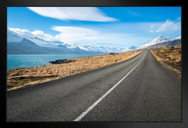 Beautiful Scenery Along Road East Fjord Iceland Photo Photograph Art Print Stand or Hang Wood Frame Display Poster Print 13x9