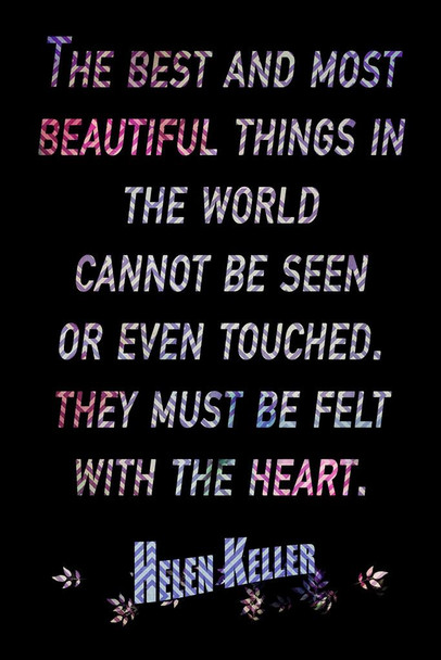 Helen Keller Felt With The Heart Famous Motivational Inspirational Quote Stretched Canvas Wall Art 16x24 inch