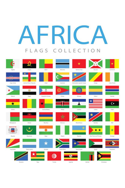 Africa Flags African Countries Country World Collection Educational Classroom Teacher Learning Homeschool Chart Display Supplies Teaching Aide Stretched Canvas Art Wall Decor 16x24
