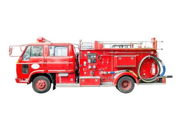 Fire Truck Vintage Pumper Truck Red Engine Emergency Services Rescue Vehicle Photo Stretched Canvas Art Wall Decor 24x16