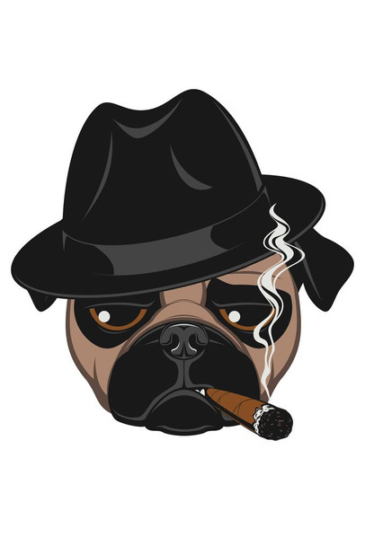 Gangster Pug Smoking Cigar Wearing Fedora Dog Posters For Wall Funny Dog Wall Art Dog Wall Decor Animal Wall Poster Cute Animal Posters Stretched Canvas Art Wall Decor 16x24