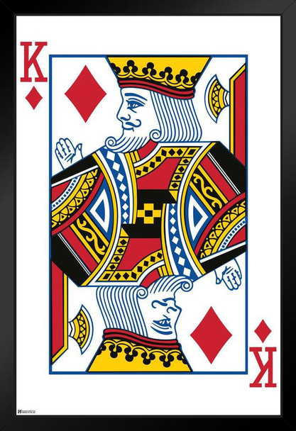 King of Diamonds Playing Card Art Poker Room Game Room Casino Gaming Face Card Blackjack Gambler Black Wood Framed Art Poster 14x20