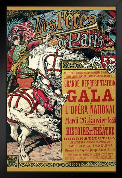 Tres Fetes de Paris Gala Opera National Music Theater 1886 Vintage Art Print Stand or Hang Wood Frame Display Poster Print 9x13