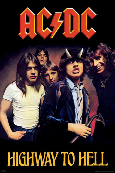 AC/DC Highway To Hell Album Cover Rock Band Music Classic Retro Vintage Stretched Canvas Art Wall Decor 16x24