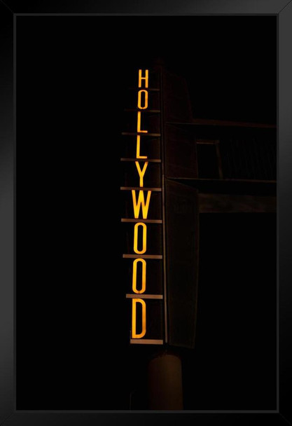 Neon Hollywood Sign Illuminated at Night Los Angeles California Photo Photograph Art Print Stand or Hang Wood Frame Display Poster Print 9x13