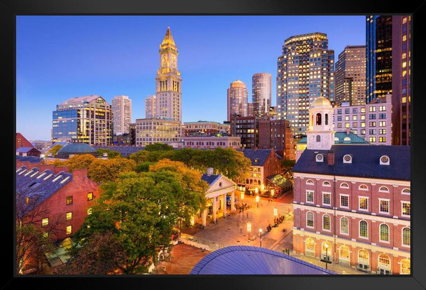 Downtown Boston Skyline with Custom House Tower Photo Photograph Art Print Stand or Hang Wood Frame Display Poster Print 13x9