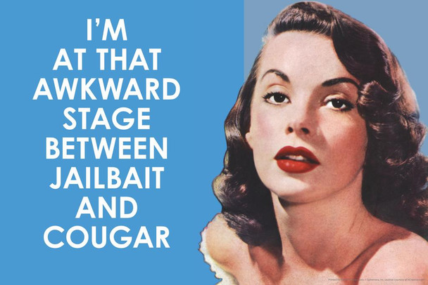 Im At that Awkward Stage Between Jailbait and Cougar Humor Stretched Canvas Wall Art 24x16 inch