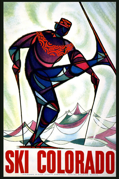 Denver Colorado Ski Skiing Winter Sports Committee Vintage Illustration Sports Travel Cool Wall Decor Art Print Poster 12x18