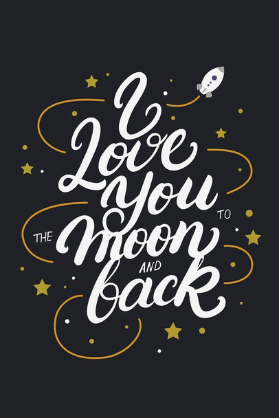 I Love You To The Moon And Back Rocket Cute Romance Romantic Gift Valentines Day Decor Stretched Canvas Art Wall Decor 16x24