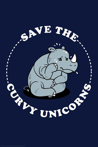 Save the Curvy Unicorns Rhinoceros Funny Stretched Canvas Art Wall Decor 16x24