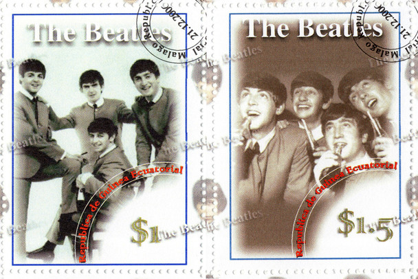 The Beatles Postage Stamps Republic Equatorial Guinea Cool Wall Art Print Poster 18x12
