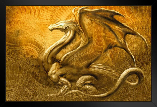 Golden Dragon Artistic by Ciruelo Fantasy Painting Gustavo Cabral Art Print Stand or Hang Wood Frame Display Poster Print 9x13