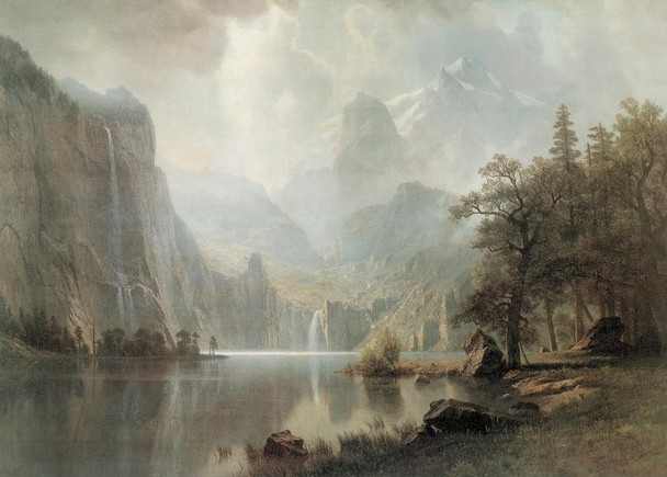 Albert Bierstadt In The Mountains 1867 Luminism Oil On Canvas Landscape Painting Stretched Canvas Wall Art 24x16 inch