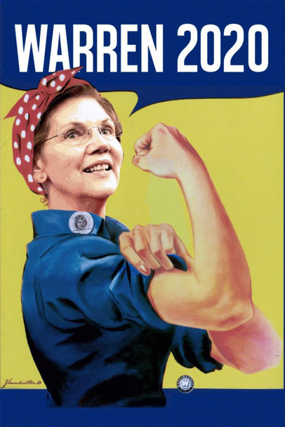 Elizabeth Warren 2020 Rosie the Riveter Campaign Stretched Canvas Wall Art 16x24 Inch