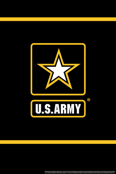 US Army Logo Gold Stripes USA Army Family American Military Veteran Motivational Patriotic Officially Licensed Cool Wall Art Print Poster 12x18