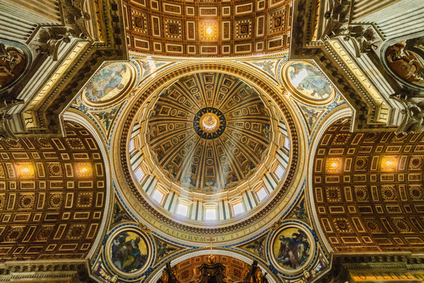 Dome and Frescos St Peters Basilica in Rome Italy Photo Photograph Cool Wall Decor Art Print Poster 18x12