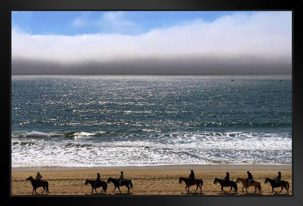 Horseback Rider Beach Half Moon Bay California Landscape Photo Art Print Stand or Hang Wood Frame Display Poster Print 13x9