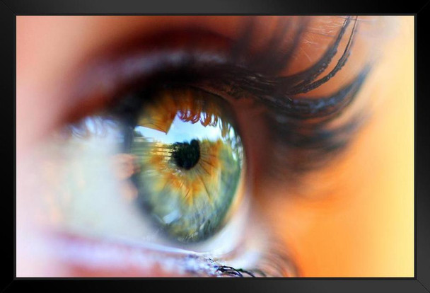 Close Up on Woman with Beautiful Green Eyes Photo Photograph Art Print Stand or Hang Wood Frame Display Poster Print 13x9