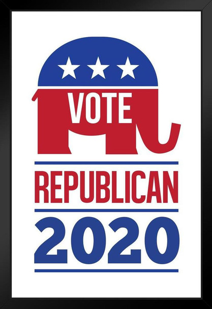 Vote Republican 2020 White Retro Presidential Election Campaign Pro Elect Trump Art Print Stand or Hang Wood Frame Display 9x13