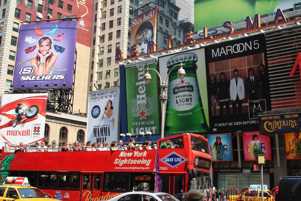 Colorful Signs and Tourist at Times Square New York City NYC Photo Photograph Thick Paper Sign Print Picture 12x8