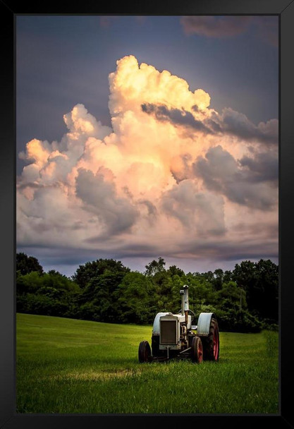 Vintage Tractor in Illinois Rural Field Photo Photograph Art Print Stand or Hang Wood Frame Display Poster Print 9x13