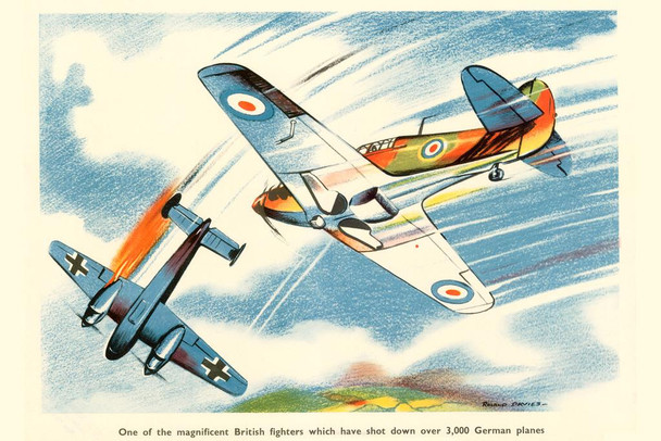 Magnificent British Fighters WPA War Propaganda Stretched Canvas Wall Art 13x19 inch