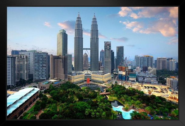 Kuala Lumpur City Skyline Petronas Twin Towers Art Print Stand or Hang Wood Frame Display Poster Print 13x9