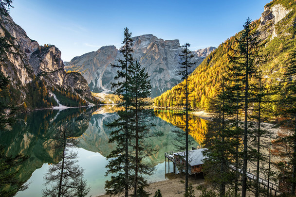 Braies Lake Dolomite Alps Italy Europe Photo Photograph Cool Wall Decor Art Print Poster 18x12