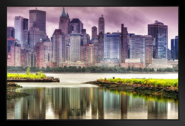 Reflected City Lower Manhattan Financial District New York City NYC Photo Photograph Art Print Stand or Hang Wood Frame Display Poster Print 13x9