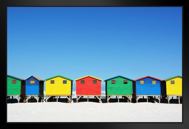 Colorful Beach Huts in Muizenberg Cape Town South Africa Photo Photograph Art Print Stand or Hang Wood Frame Display Poster Print 13x9