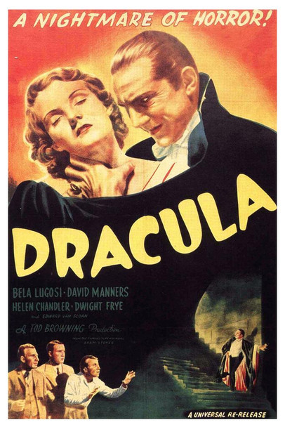 Dracula 1931 Bela Lugosi Nightmare Of Horror Retro Vintage Horror Movie Poster Horror Movie Merchandise Monster Memorabilia Spooky Scary Halloween Decorations Stretched Canvas Art Wall Decor 16x24