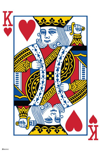 Laminated King of Hearts Playing Card Art Poker Room Game Room Casino Gaming Face Card Blackjack Gambler Poster Dry Erase Sign 24x36