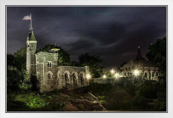 Belvedere Castle Central Park Manhattan New York City NYC Photo Photograph White Wood Framed Poster 20x14