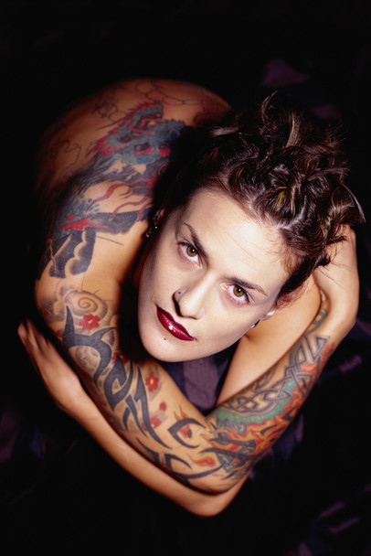 Hot Sexy Woman With Tattoos Overhead Portrait Photo Photograph Cool Wall Decor Art Print Poster 12x18