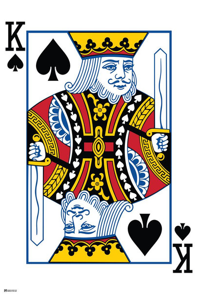 Laminated King of Spades Playing Card Art Poker Room Game Room Casino Gaming Face Card Blackjack Gambler Poster Dry Erase Sign 12x18