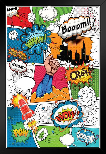 Comic Book Super Hero Sound Effects Retro Art Print Stand or Hang Wood Frame Display Poster Print 9x13