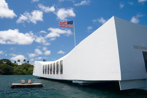 USS Arizona Memorial Pearl Harbor Honolulu Hawaii Photo Print Stretched Canvas Wall Art 24x16 inch