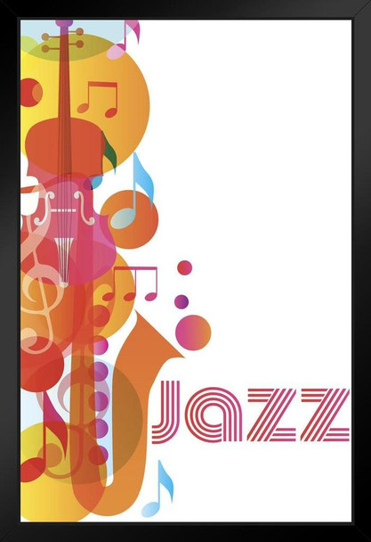 Jazz Music Song Sax Saxophone Violin Colorful Art Print Stand or Hang Wood Frame Display Poster Print 9x13