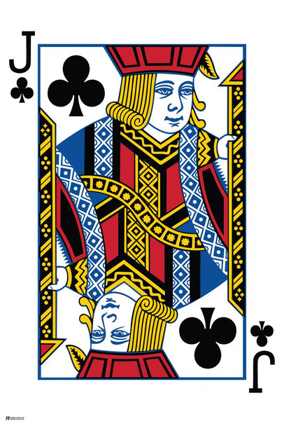 Laminated Jack of Clubs Playing Card Art Poker Room Game Room Casino Gaming Face Card Blackjack Gambler Poster Dry Erase Sign 12x18
