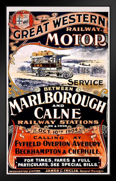 Great Western Railway GWR Motor Service Marlborough Caline Stations Ireland Vintage Illustration Travel Art Print Stand or Hang Wood Frame Display Poster Print 9x13