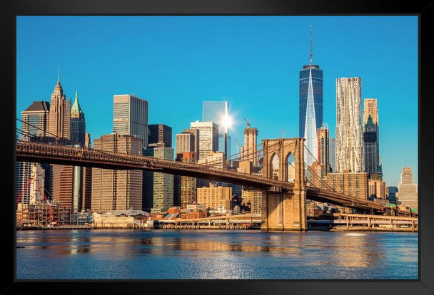 Brooklyn Bridge Manhattan New York City Skyline Photo Art Print Stand or Hang Wood Frame Display Poster Print 13x9