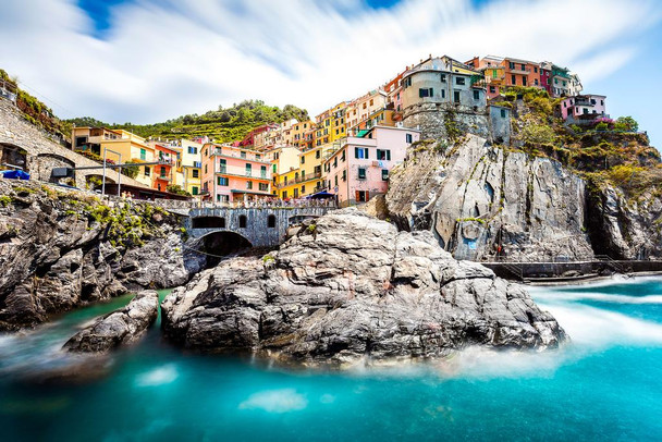 Manarola Cinque Terre Italy Amalfi Coast Positano Mediterranean Sea Beautiful View European Landscape Photo Photograph Stretched Canvas Art Wall Decor 24x16