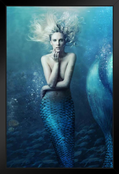 Come Join Me Beneath the Waves Sexy Mermaid Beckoning Photo Photograph Art Print Stand or Hang Wood Frame Display Poster Print 9x13