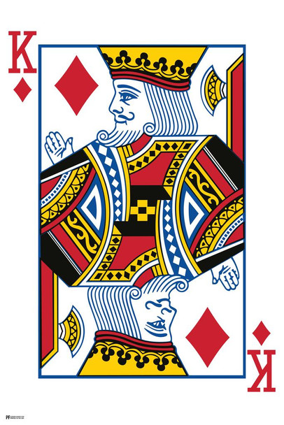 Laminated King of Diamonds Playing Card Art Poker Room Game Room Casino Gaming Face Card Blackjack Gambler Poster Dry Erase Wall Art 24x36
