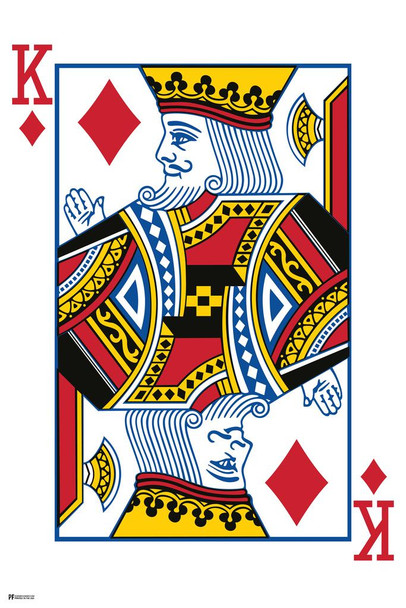 Laminated King of Diamonds Playing Card Art Poker Room Game Room Casino Gaming Face Card Blackjack Gambler Poster Dry Erase Sign 24x36